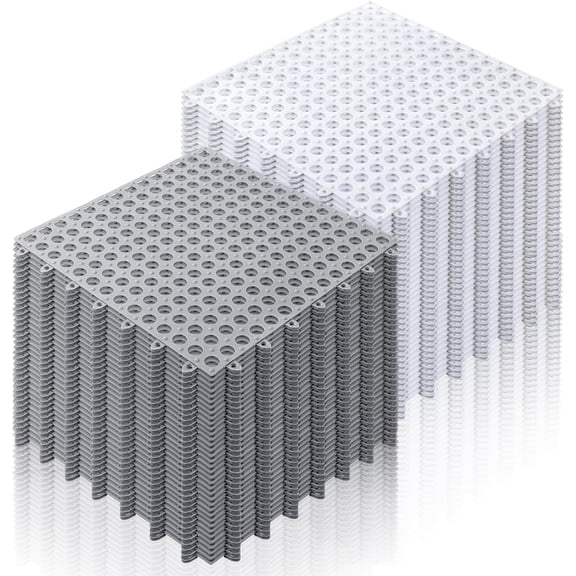 Drainage Interlocking Floor Tiles, Soft TPE Non Slip Shower Floor Tiles for Pool Bathroom Shower Balcony Patio Locker Room Basement Stairs