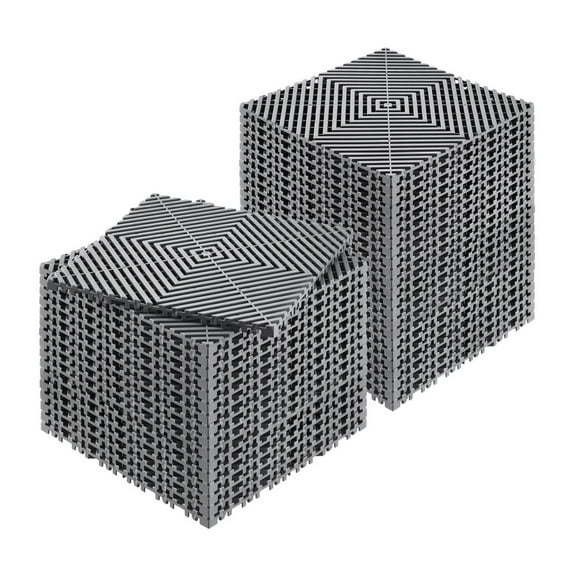 Drainage Mat 12'x12', 40pcs Interlocking Garage Floor Tiles - Heavy Duty PP Material, Non-Slip Water Drainage Floor Mats for Garage, Kitchen, Garden, Outdoor - Grey