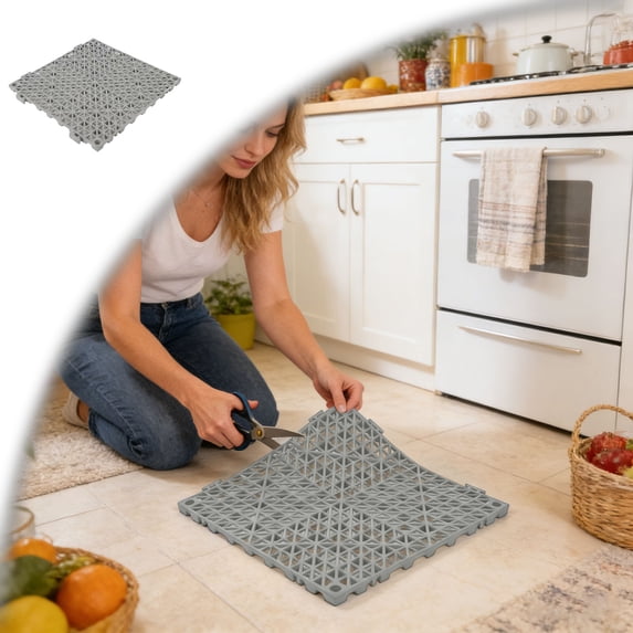 Drainage Mat Modular Interlocking Cushion 11.8" x 11.8" Interlocking Garage Floor Tiles Non- Splicing Interlocking Rubber Floor Tiles for Drain, Deck, Pool, Outdoor/Indoor