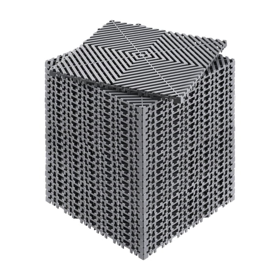 Drainage Mats 12'x12', 24-Piece Interlocking Floor Tiles, Heavy Duty PP Material, Non-Slip Garage Floor Mat, Waterproof Outdoor Drainage System - Grey