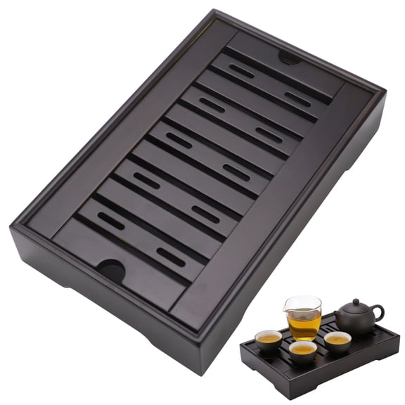 Drainage Tea Serving Tray for Gongfu Tea Set, Wooden Drainage Serving Board for Teapot Cups, Small 11.0 x 7.1 x 2.2 in Kung Fu Tabletop Tray, Compact Ceremony Accessories for Home Brewing