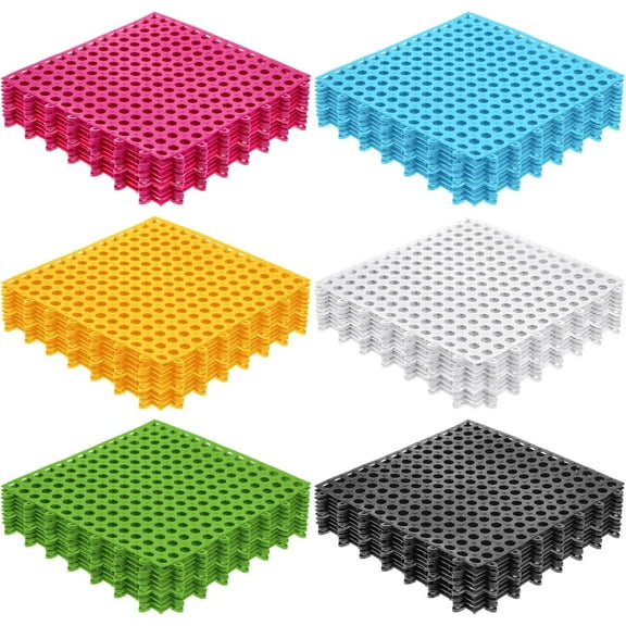 Drainage Tiles Interlocking Floor Tiles Soft TPE Pool Floor Mat with Drain Holes Non Slip Drainage Mat Vented Floor Mats for Kitchen Bathroom Basement Deck