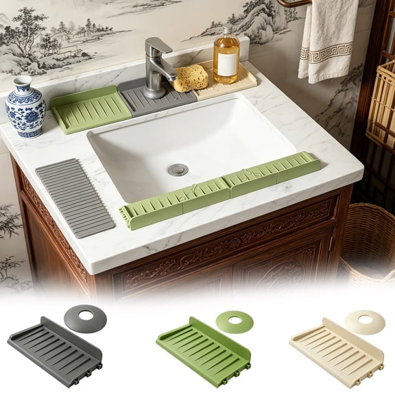 Draining Mat,Grooved Water Guiding Surface for Quick Liquid Removal,Multi Scene Kitchen Prep Accessory for Tabletop Dish Drying and Countertop Anti Scratch Protection(Beige)