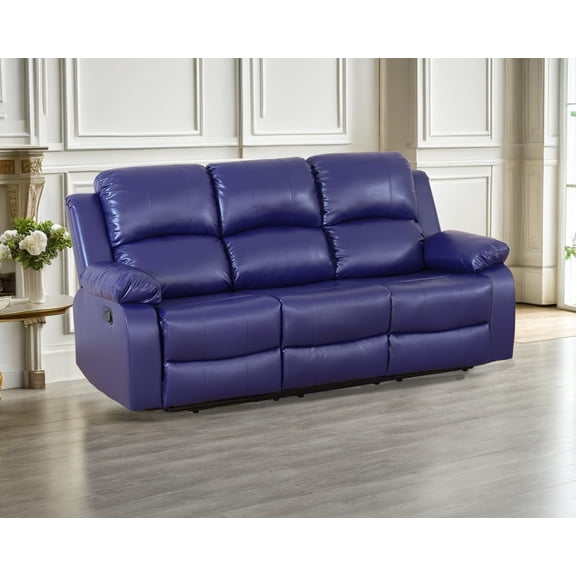 Drak Bule Leather Recliner Sofa Luxurious Seating with Leather Finish, Ergonomic Design, and Adjustable Backrest, Compact Reclining Sofa for Small Spaces/RVs, Home Theaters, Houses, and Offices.