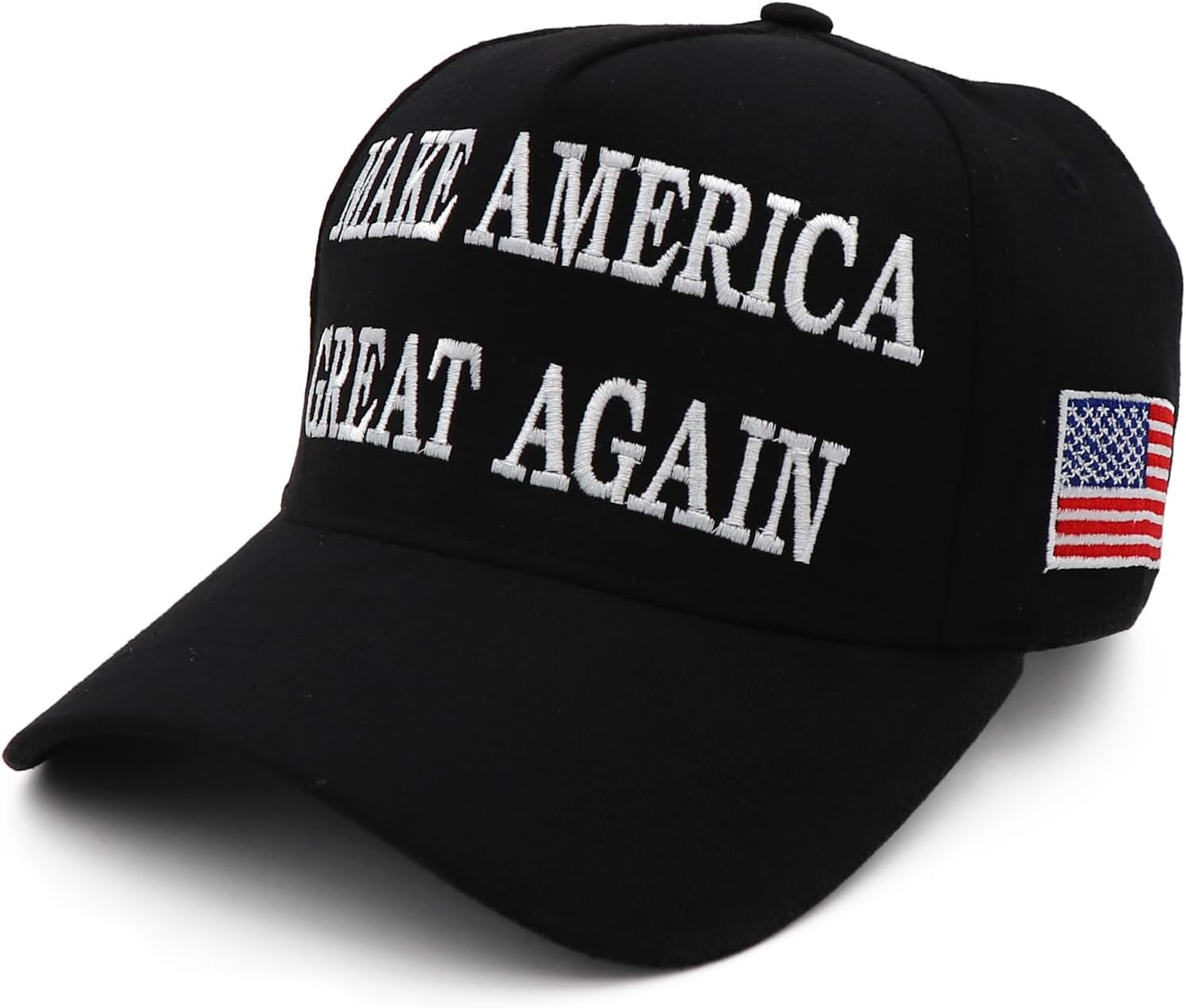 Cappello Trump 2024 Make America Great Again - Berretto Baseball Regolabile, Unisex, 65% Cotone, Con Bandiera USA Ricamata