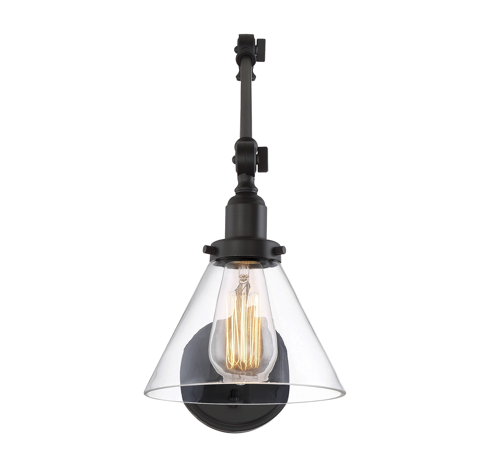 Drake English Bronze Adjustable Wall Sconce with Clear Glass Shade