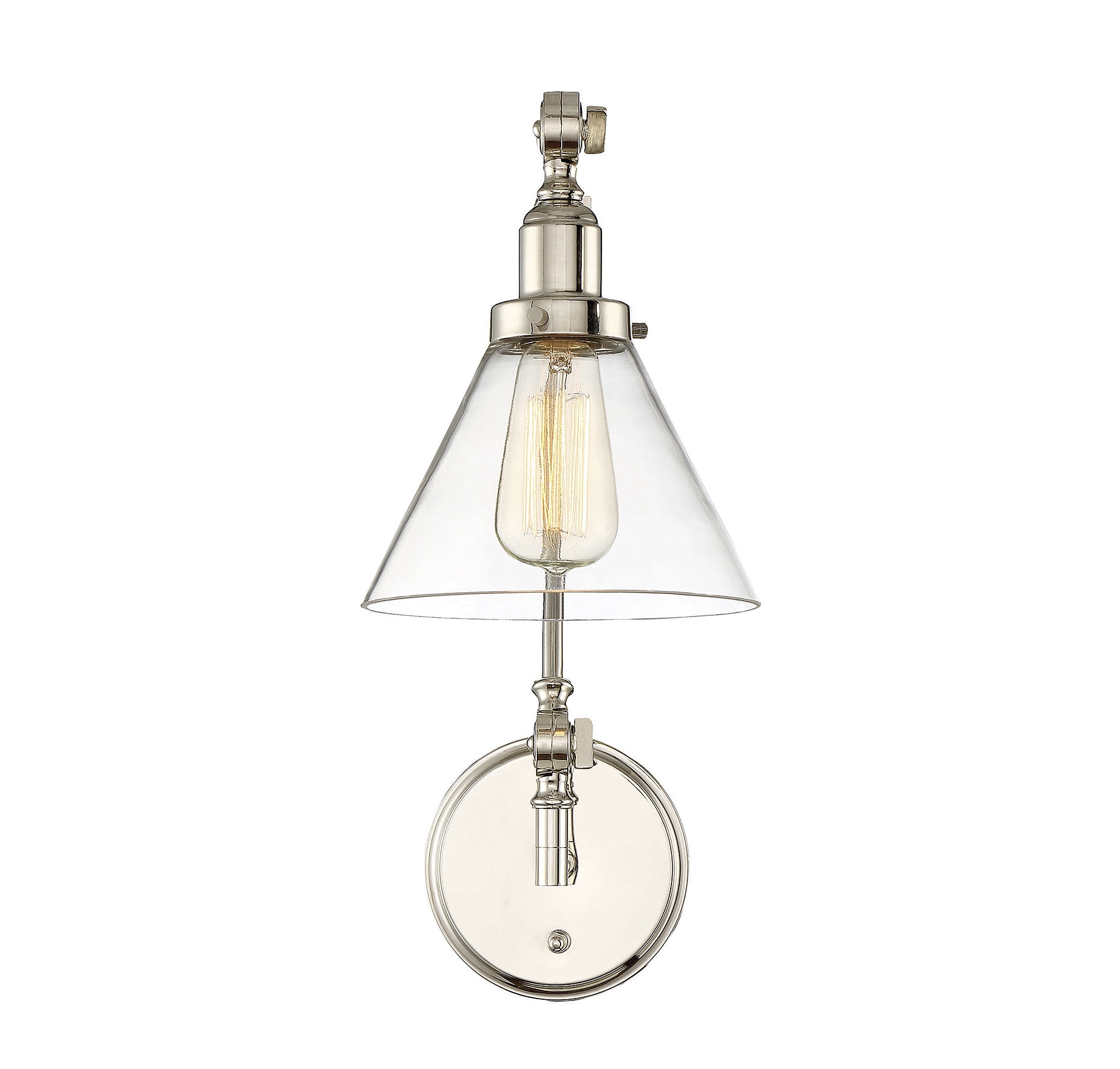 Polished Nickel Adjustable Wall Sconce with Clear Glass Shade