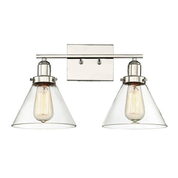 Drake 2-Light Bathroom Vanity Light in Polished Nickel