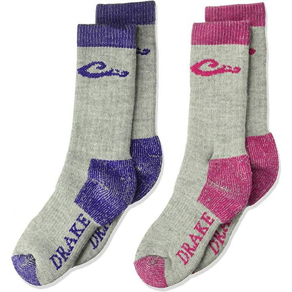 Drake Boys Girls Socks, Merino Wool Outdoor Boot Crew Socks, 2 Pairs