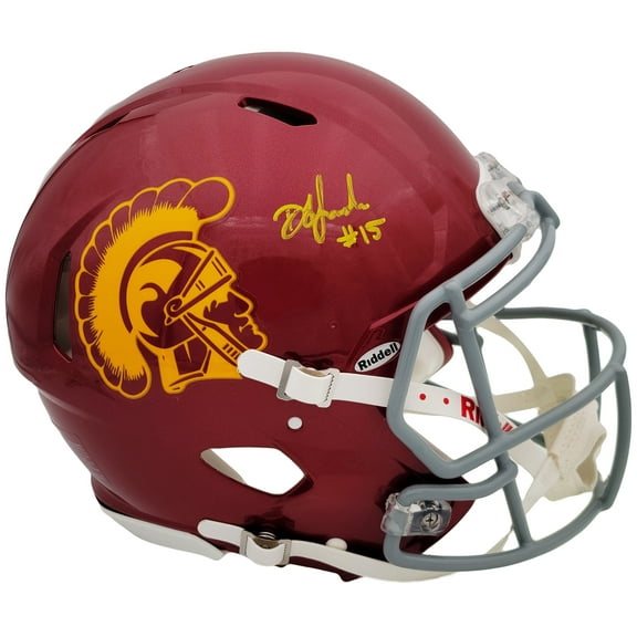 Drake London Autographed USC Trojans Maroon Full Size Authentic Speed Helmet Beckett BAS QR 202054