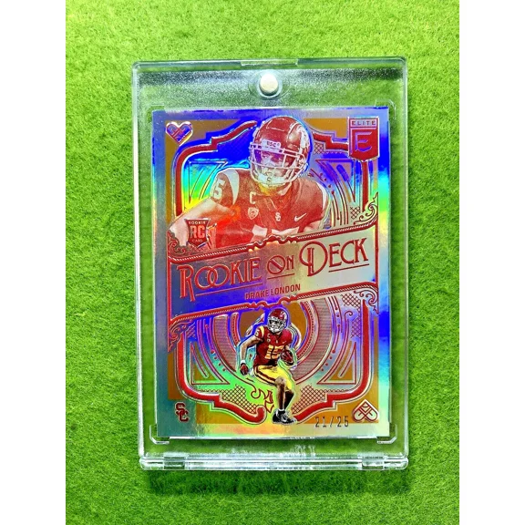 Drake London ORANGE PRIZM ROOKIE CARD # /25 SSP RC 2022 Elite ROOKIE ON DECK USC