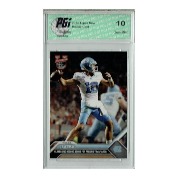 Drake Maye 2023 Bowman University Now #33 Record Book Rookie Card PGI 10