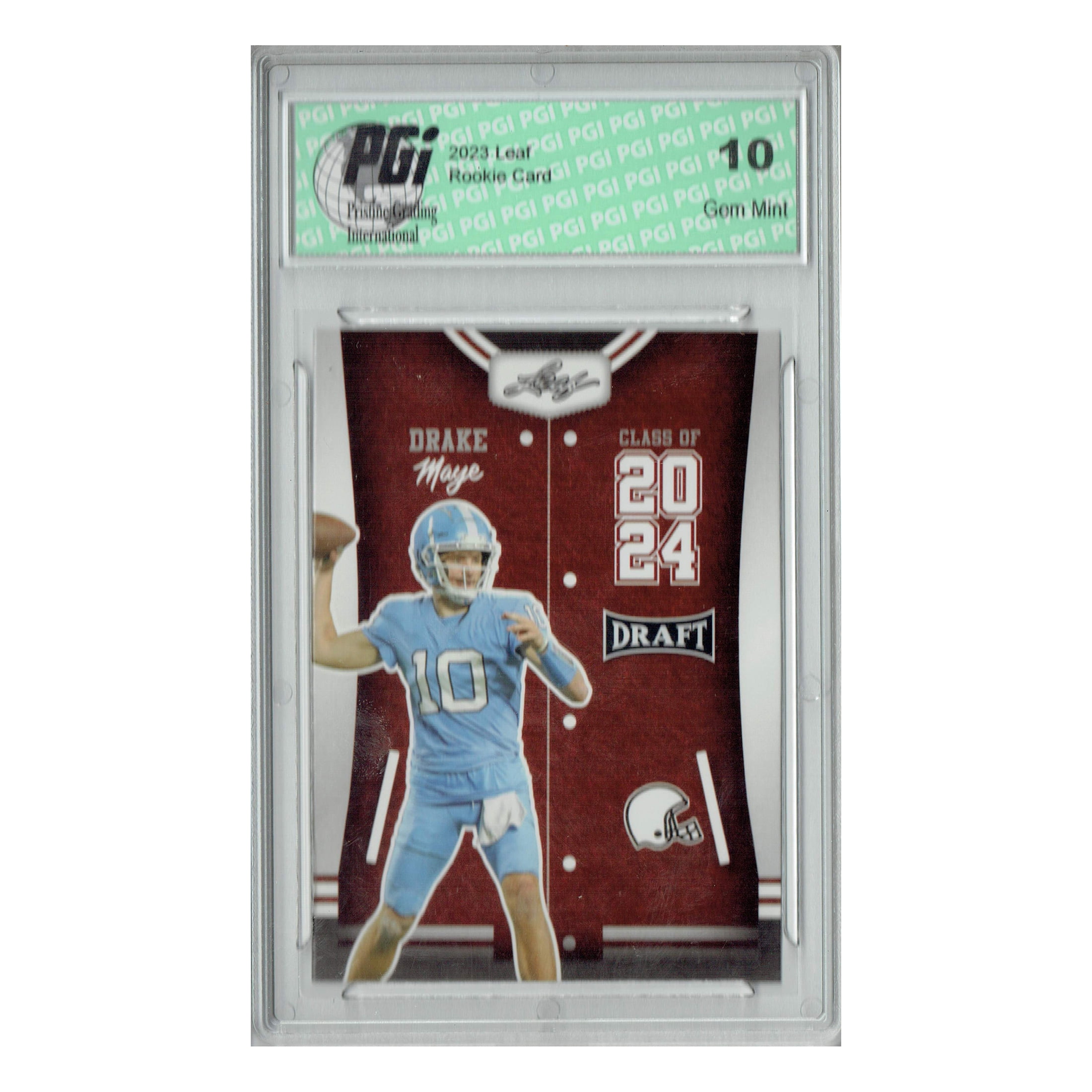 Drake Maye 2023 Leaf Football #79 Class of 2024 Rookie Card PGI 10 Patriots