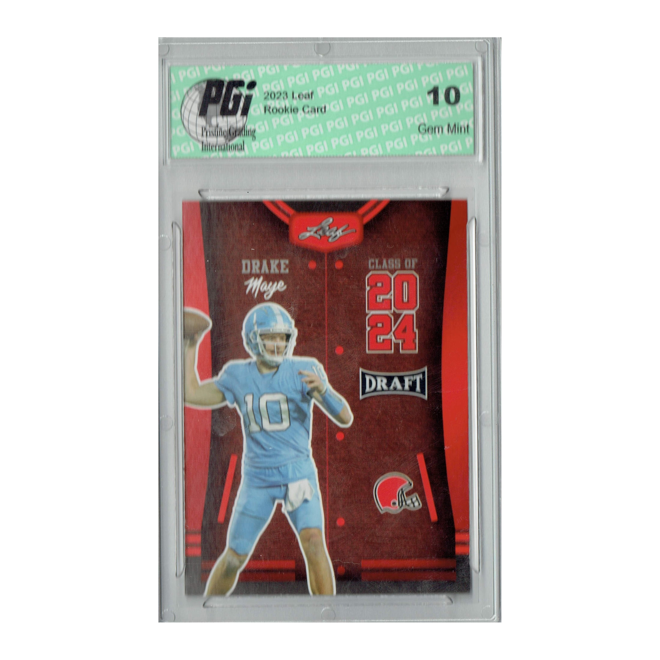 Drake Maye 2023 Leaf Football #79 Red SP Class of 2024 Rookie Card PGI 10 Patriots