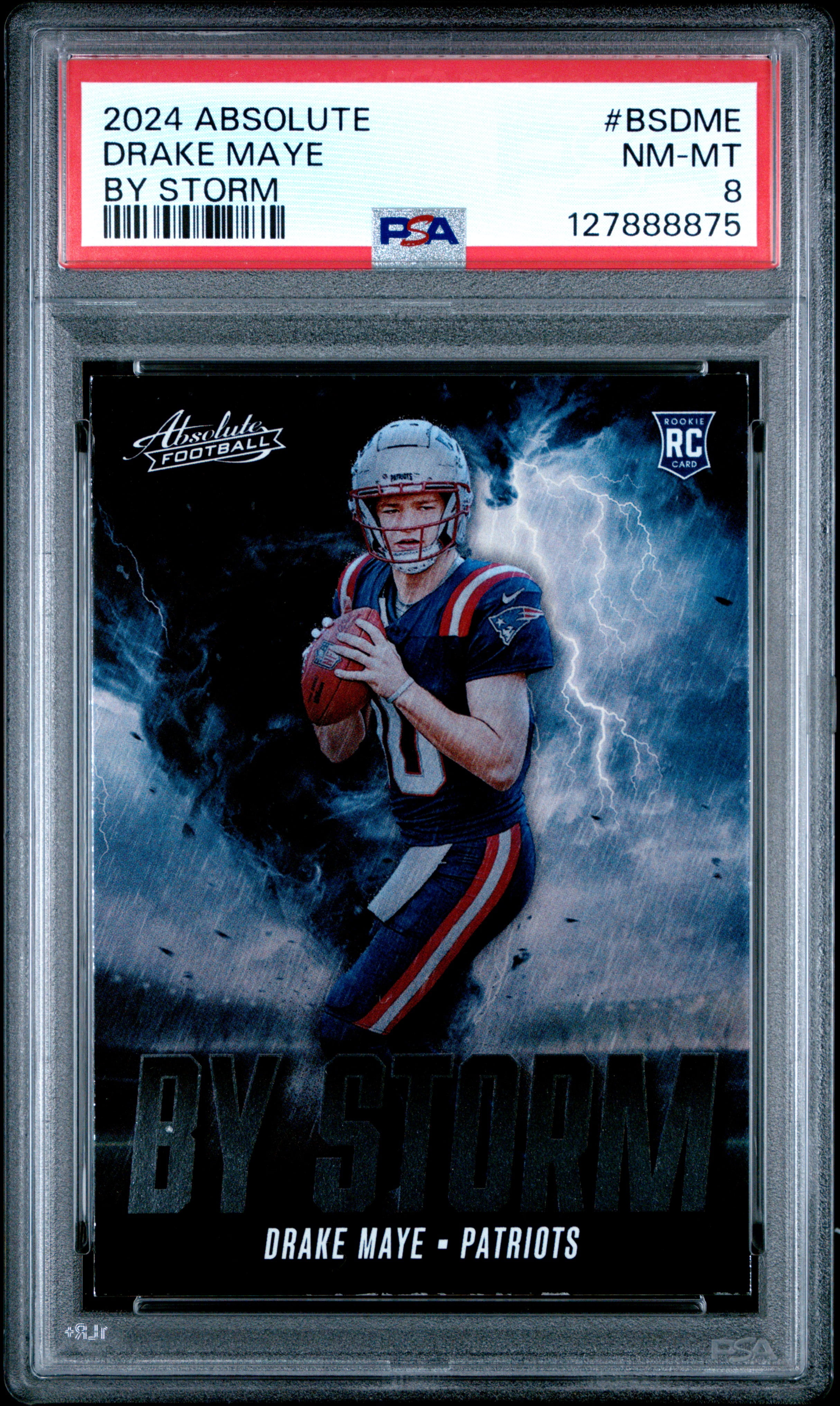 Drake Maye 2024 Absolute By Storm Football Rookie Card #BSDME Graded PSA 8 Cert #127888875