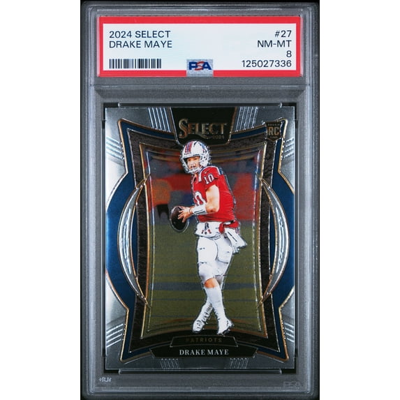 Drake Maye 2024 Select Football Rookie Card #27 Graded PSA 8 Cert #125027336