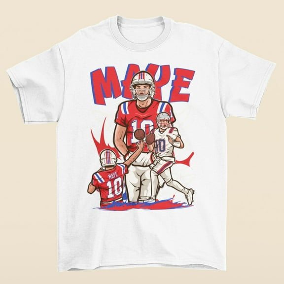 Drake Maye T-Shirt, Cartoon Style Football Tee, Gift For His Fan