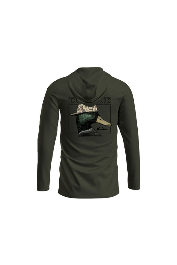 Drake Men's Back Cap Mallard Long Sleeve Shirt Deep Depths Dark Heather Large