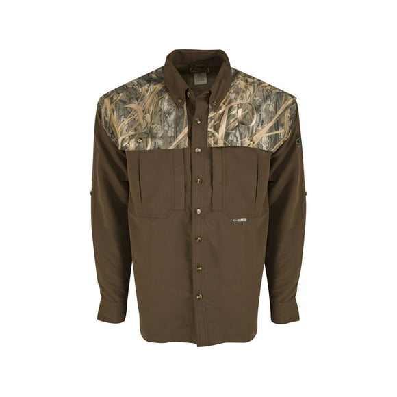 Drake Men's EST Two-Tone Vented Wingshooter's Long Sleeve Shirt Mossy Oak Shadow Grass Habitat 2XL