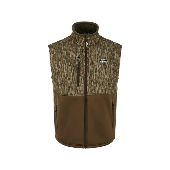 Drake Men's Hole Shot Windproof Eqwader Insulated Vest Mossy Oak Bottomland 2XL