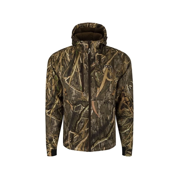 Drake Men's MST Full Zip Hole Shot Hooded Jacket Mossy Oak Shadow Grass Habitat 2XL