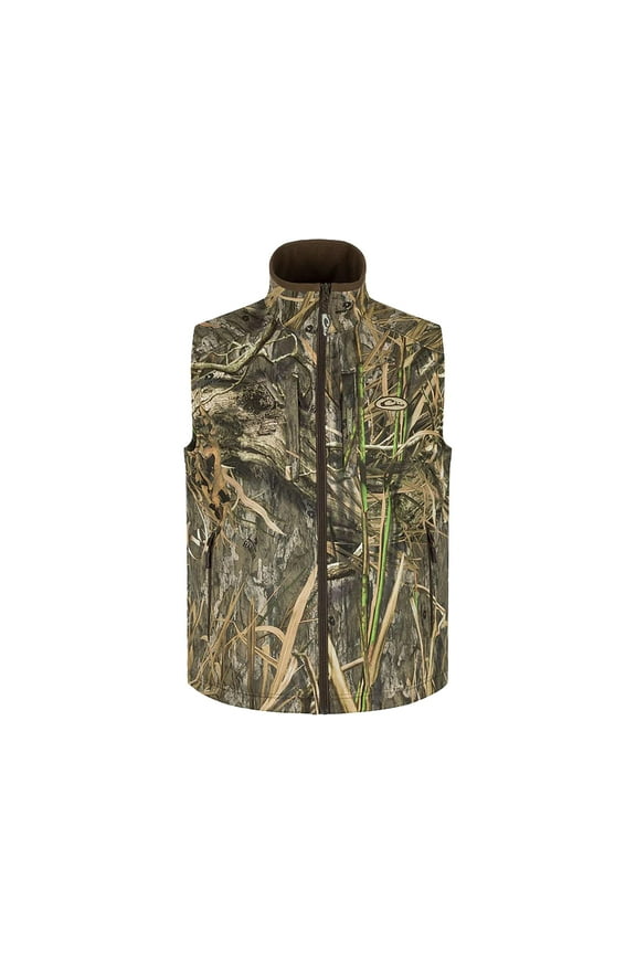 Drake Men's MST Windproof Soft Shell Insulated Vest Mossy Oak Shadow Grass Habitat Medium