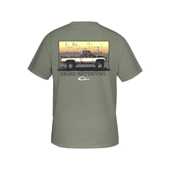 Drake Men's Old School Chevy Short Sleeve Crew Neck T Shirt Desert Sage 2XL