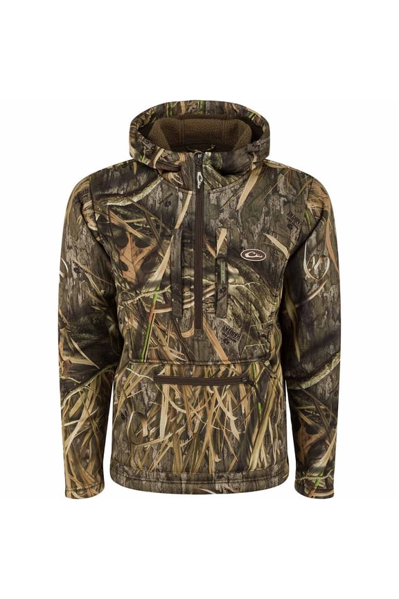 Drake Men's Ultimate Wader Quarter Zip Hoodie Mossy Oak Bottomland XL
