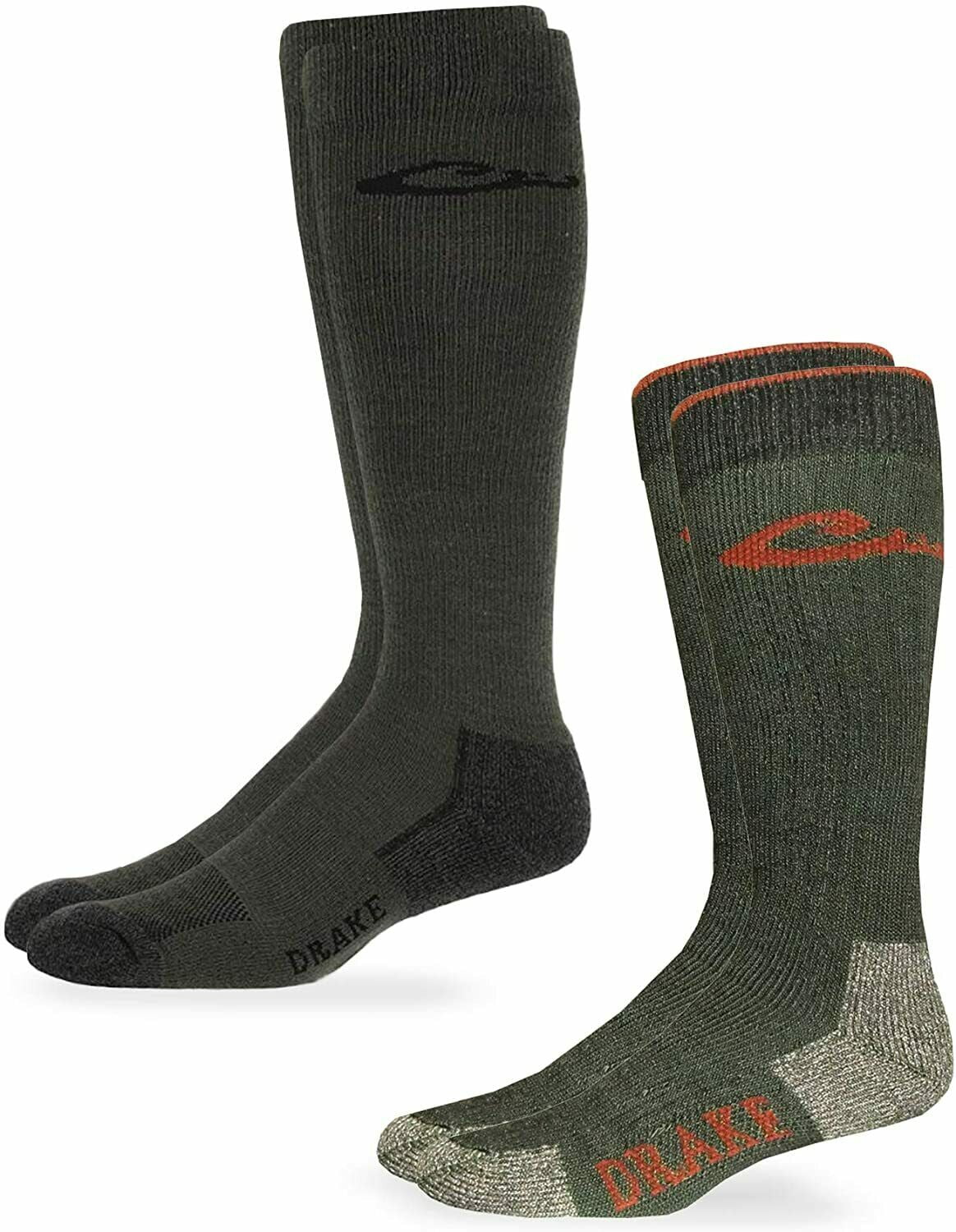 Drake Mens Socks, 40 Merino Wool and Wick Boot Sock System, 2 Pairs