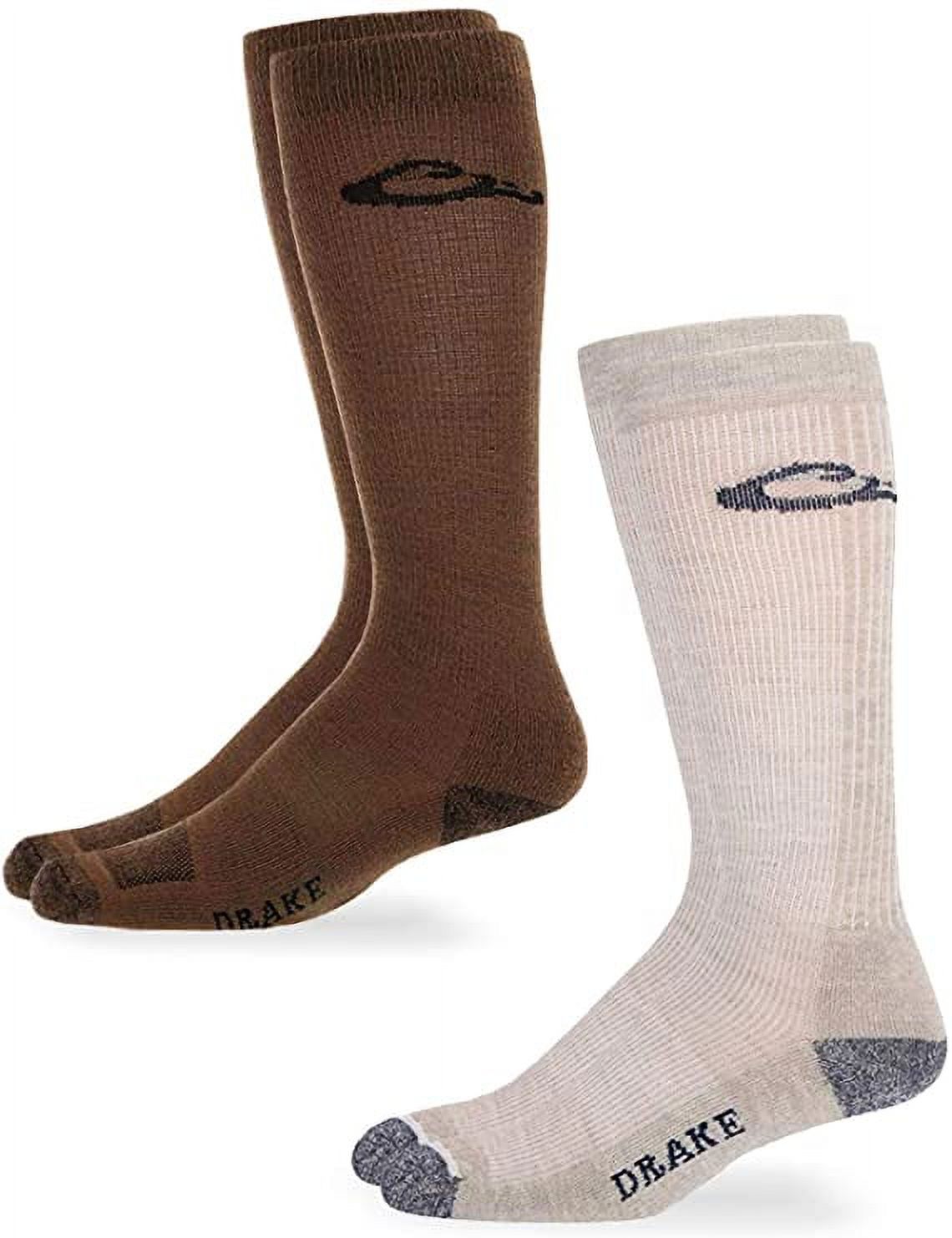 Drake Mens Socks, Seamless Lightweight Wool Crew Boot Sock, 2 Pairs