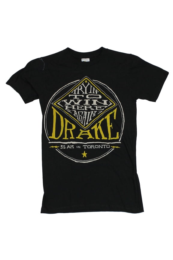 Drake Mens T-Shirt - "Trying to Win Here Again" 5 AM in Toronto Word Logo (X-Small)