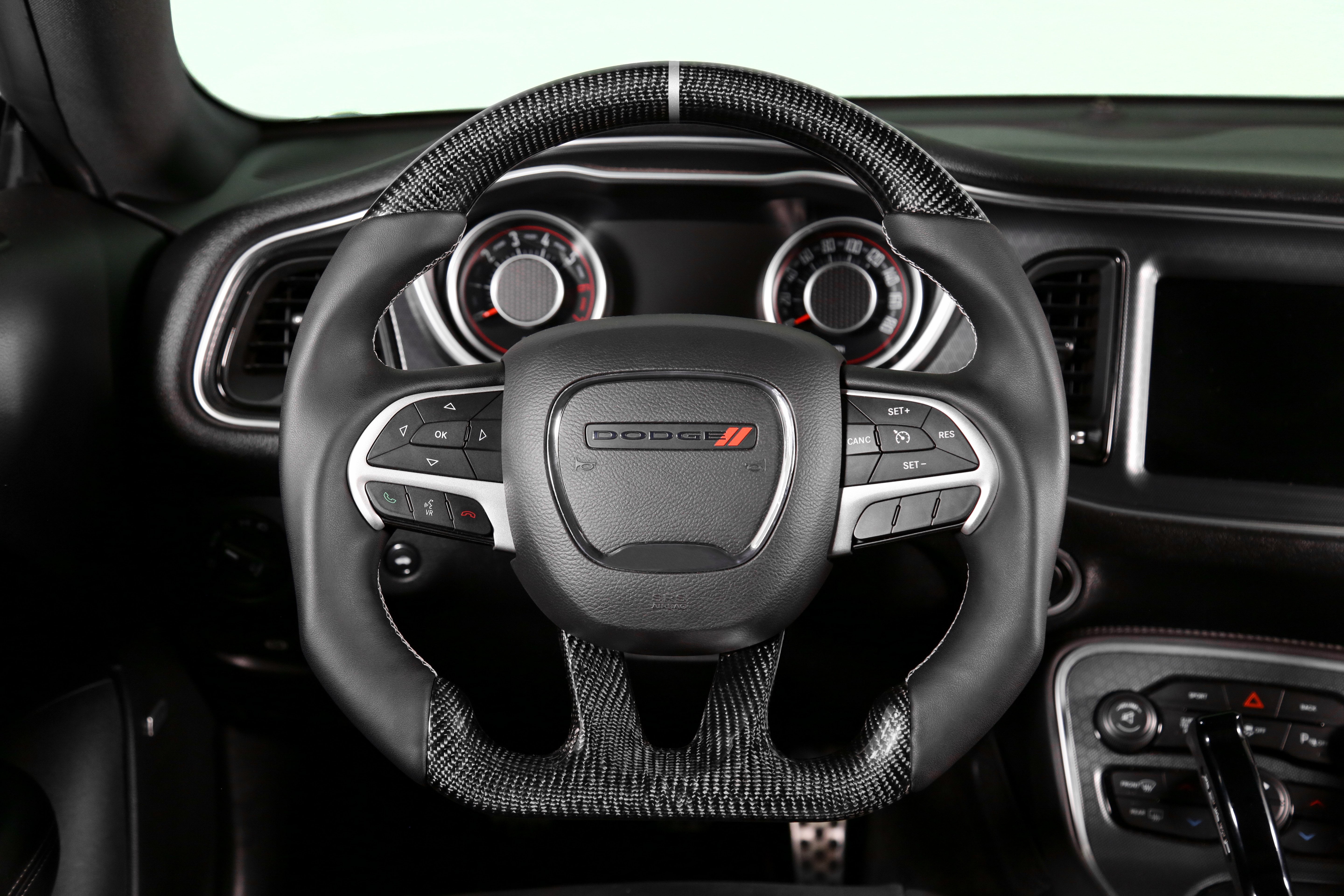 Drake Muscle Cars CH950-19 Steering Wheel Carbon Fiber with Leather Grips