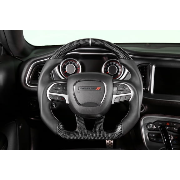 Drake Muscle Cars CH950-19 Steering Wheel Carbon Fiber with Leather Grips