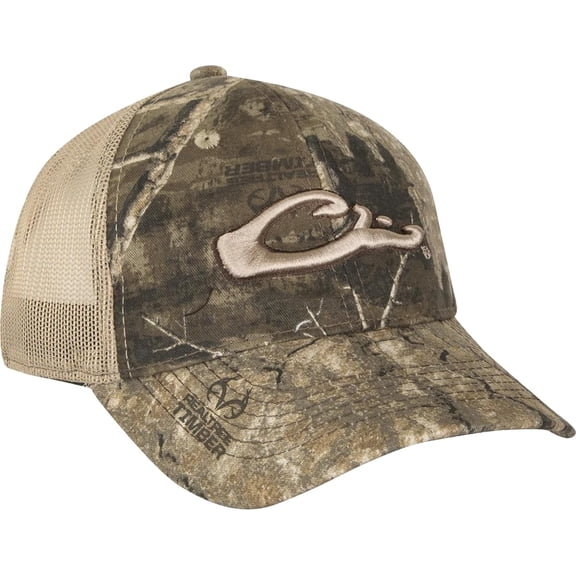 Drake Waterfowl 6 Panel Camo Mesh Back Cap Realtree Timber OSFM
