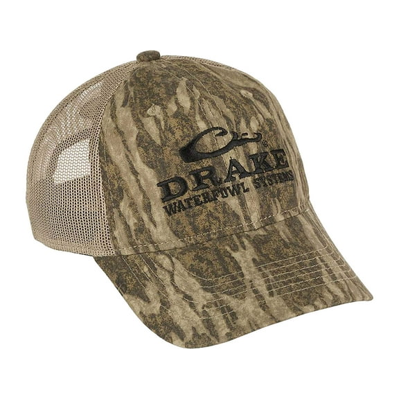 Drake Mens Mesh Back Hat Mossy Oak Bottomland