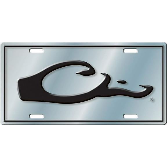 Drake Waterfowl Head Logo License Plate Made Of Cast Aluminum - Silver
