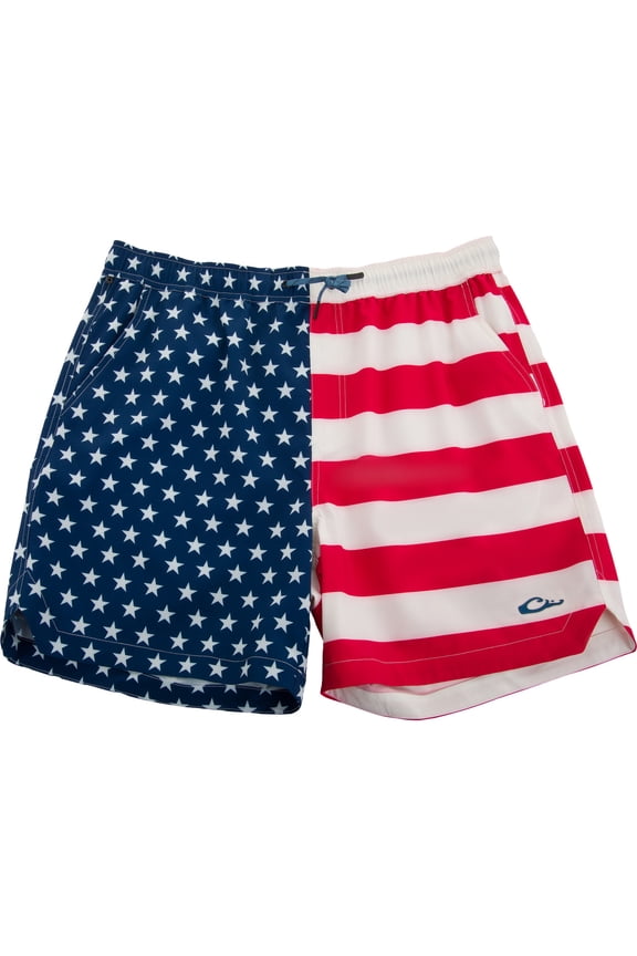 Lake Shore Dock Short - Print American Flag Medium