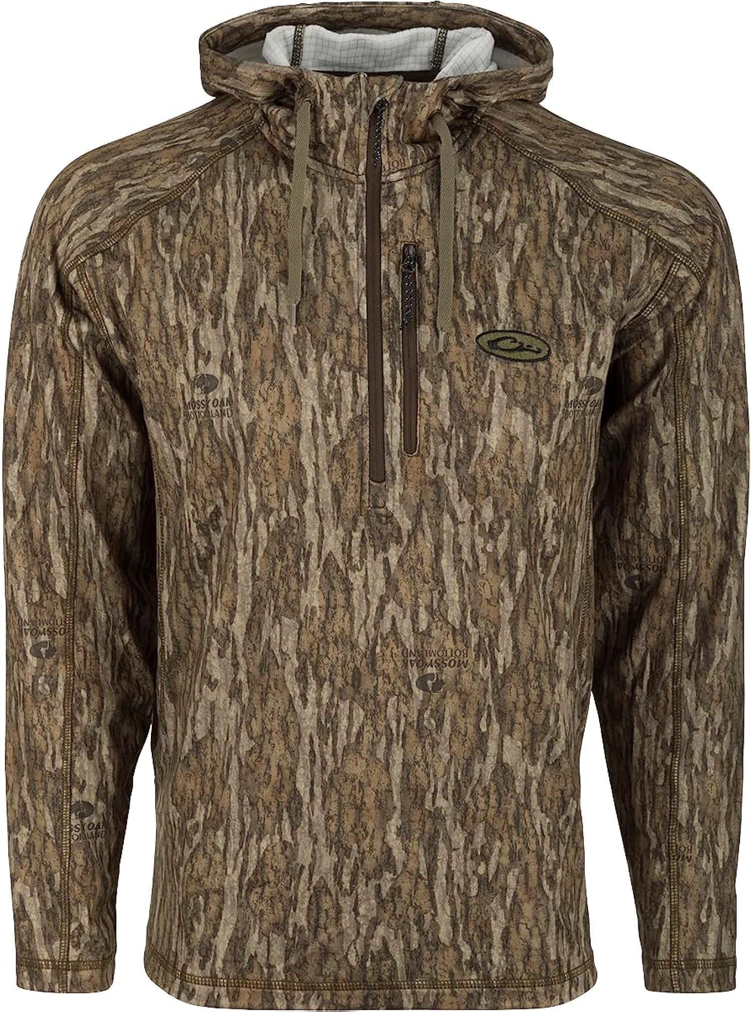 Drake MST Breathelite 1 4 Zip Camo Hooded Base Layer Bottomland XL