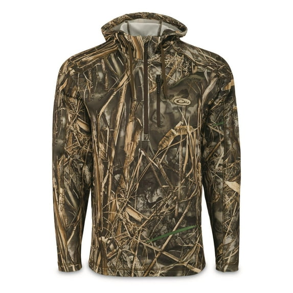 Drake Waterfowl Men's Breathelite Quarter-Zip Camo Hoodie Realtree Max-7 2XL