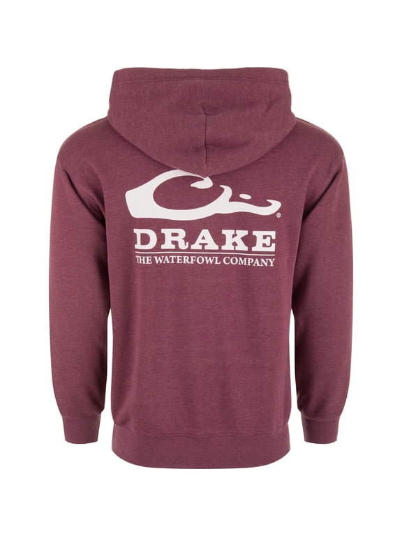 Men's Logo Hoodie ? Midweight Cotton-Poly Fleece Pullover with Jersey-Lined Hood, Burgandy Dark Heather, X-Large