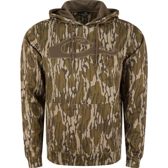 Drake Waterfowl Men's Performance 8-Shot Hunting Casual Stretching Hoodie with Kangaroo Pocket, Lined Hood & Embroidered Logo, Original Bottomland, 3X-Large