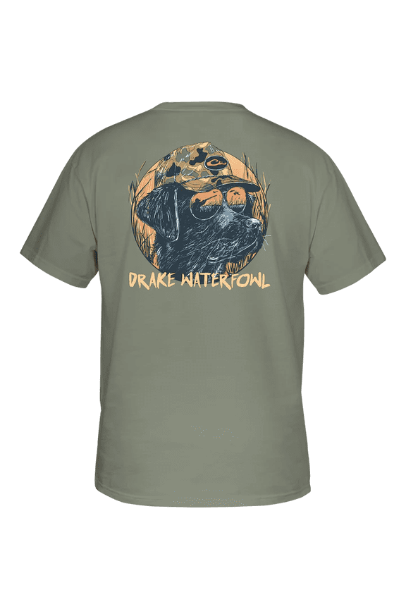 Mens Pocket T-Shirt - Pop Art Old School Lab Short Sleeve Design-Desert Sage-xxxl