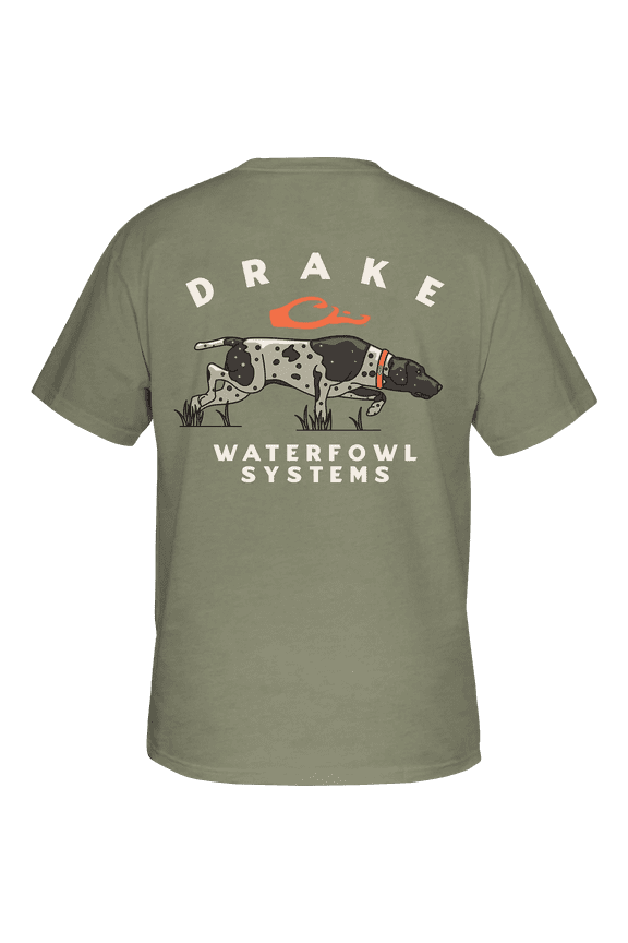 Mens Pocket T-Shirt - Retro Pointer Short Sleeve Design-Sage Light Heather-xxxl