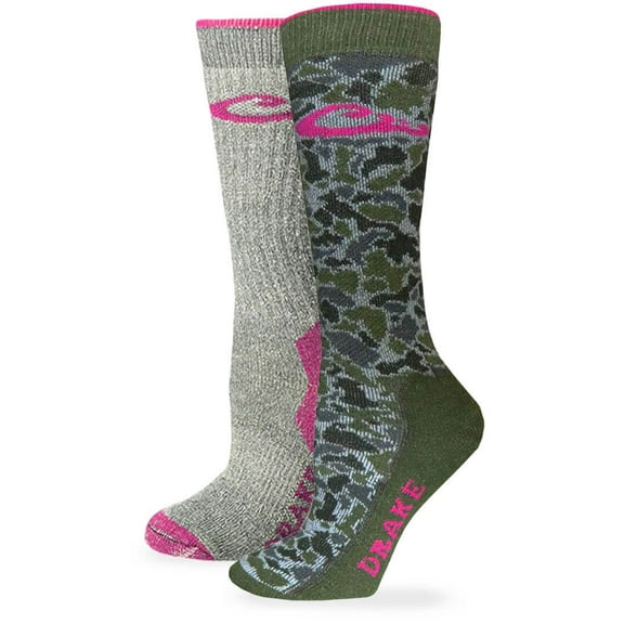 Drake Womens Socks Camo Merino Wool Crew Boot Socks 2 Pair Pack