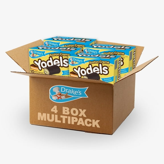 Drake's Boston Crme Yodels, 40 Boston Crme Filled Cake Rolls (4 Boxes), 44.8 oz
