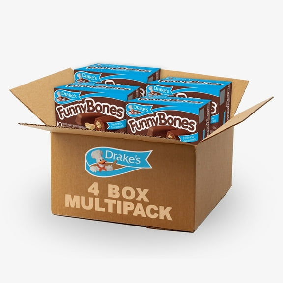 Drake's Funny Bones, 40 Peanut Butter Filled Cakes (4 Boxes), 54.92 oz