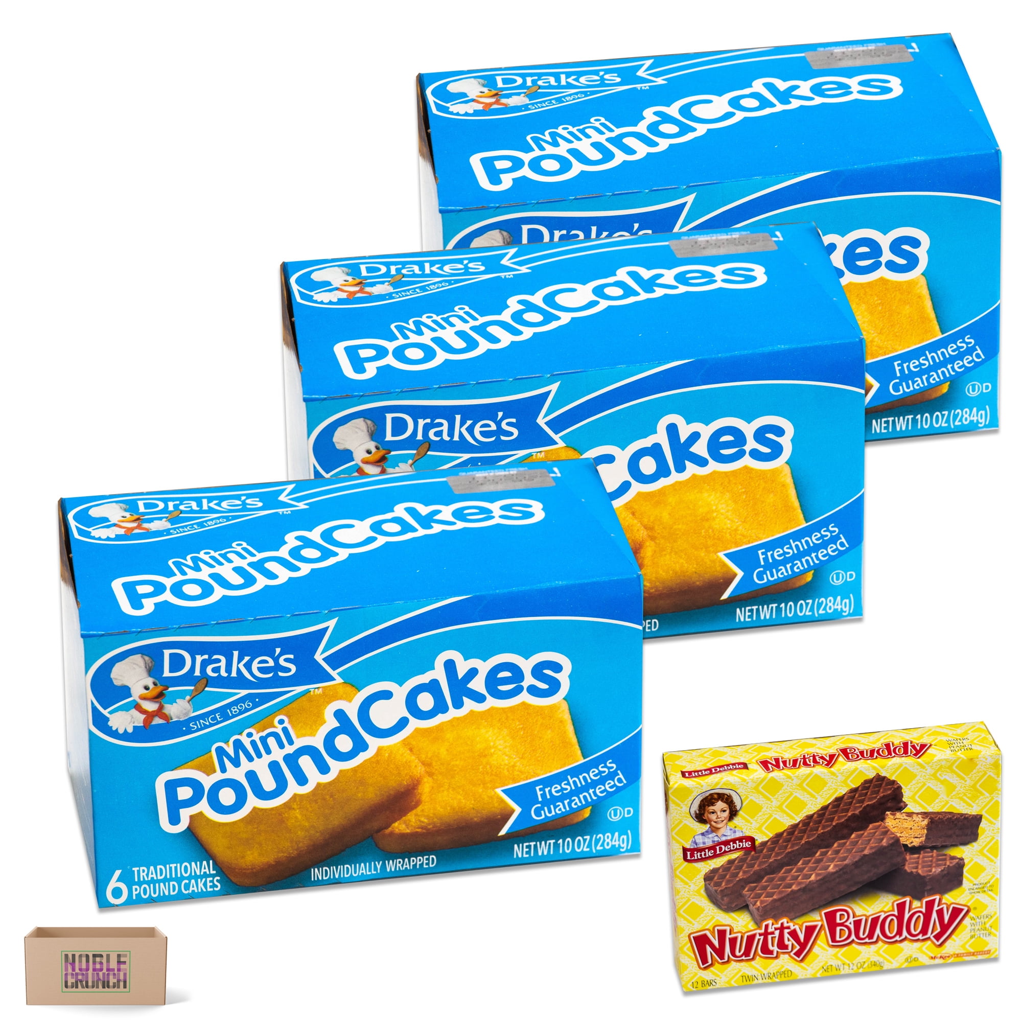 Drake's Mini Pound Cake 3 Boxes, Sweet Salty Kettle Corn, Snack Bundle ...