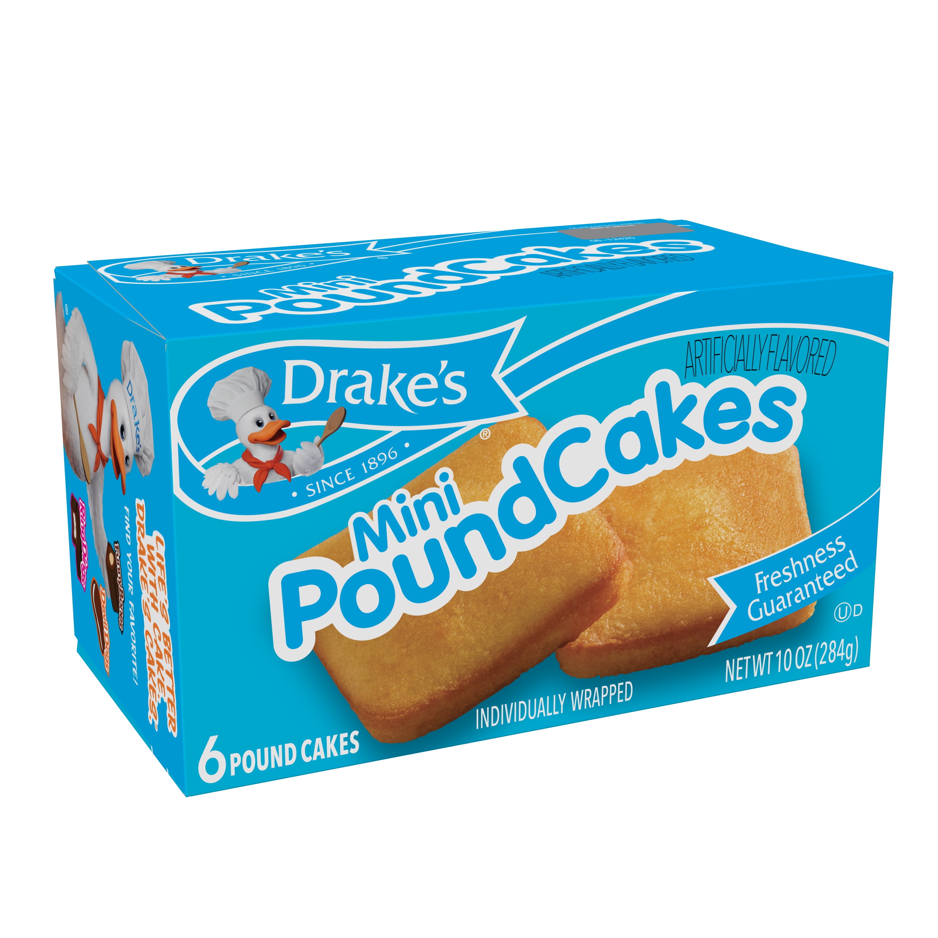Drake's Bakery Mini Pound Cakes, 1 Box of 6 Snack-Size Individually ...