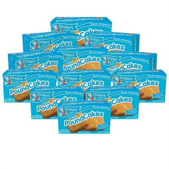 Drake's Mini Pound Cakes, 12 Boxes, 72 Individually Wrapped Traditional Cakes