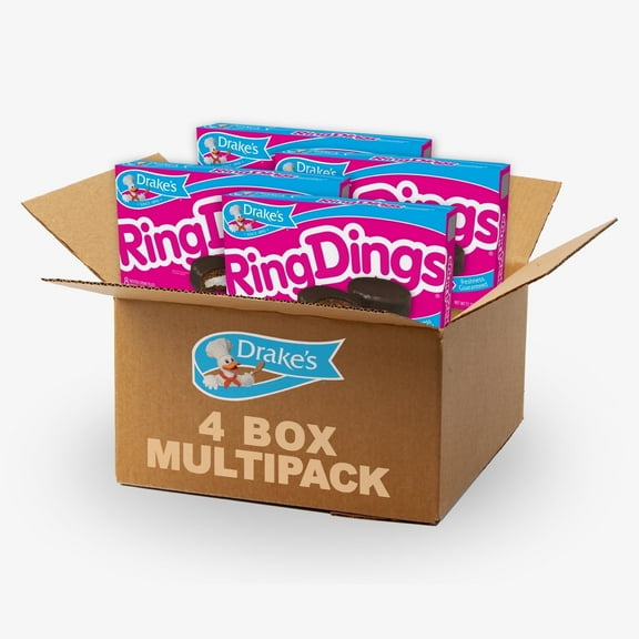 Drake's Ring Dings Cakes, 32 Crme Filled Cakes (4 Boxes), 46.2 oz